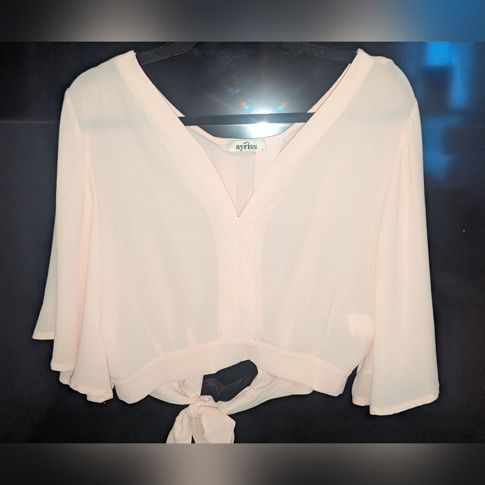 Ayriss Light Pink Blouse with Tie Front 😁